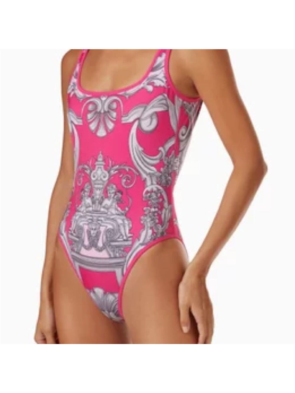 Versace Pink and Gray  Women's One Piece Swimsuit Reversable